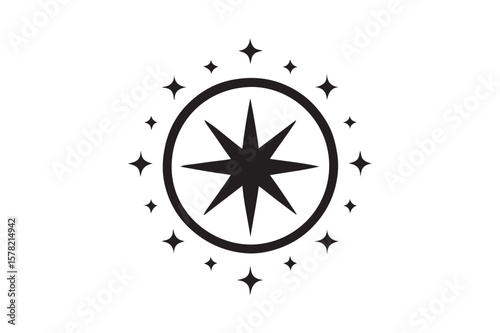 Divine Star icon silhouette vector with white background