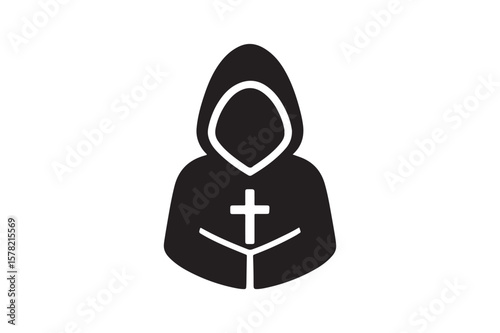 Monk icon silhouette vector with white background