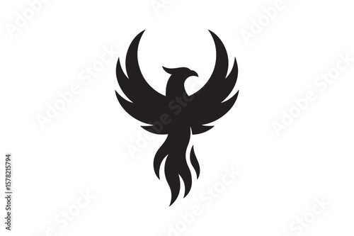 Mythical Phoenix icon silhouette vector with white background