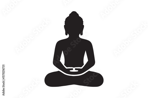 Serene Buddha icon silhouette vector with white background