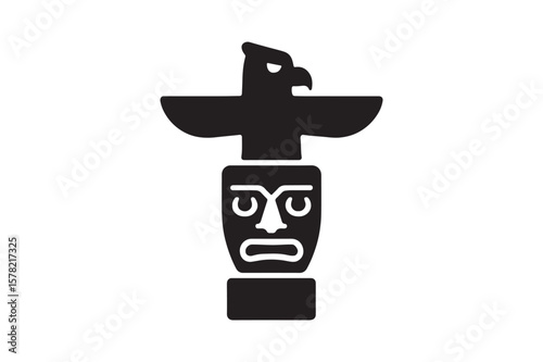 Totem Pole icon silhouette vector with white background