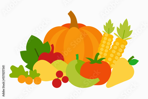 Vibrant Autumn Harvest Vegetables And Fruits