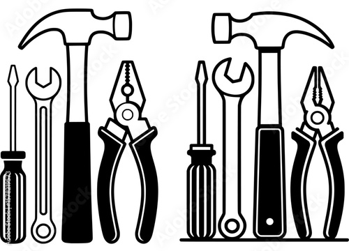 Sleek silhouette of handyman tools for workshop decor
