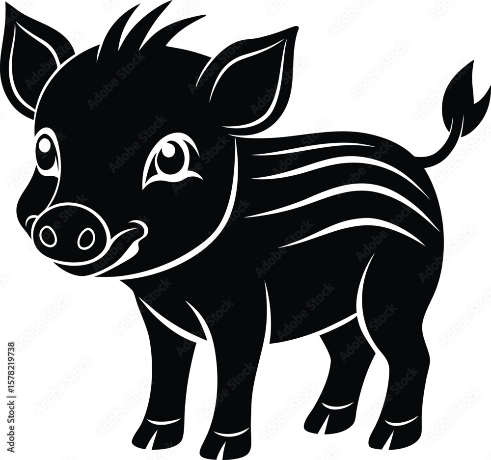 Fototapeta premium Cute Wild Boar Piglet Vector Illustration