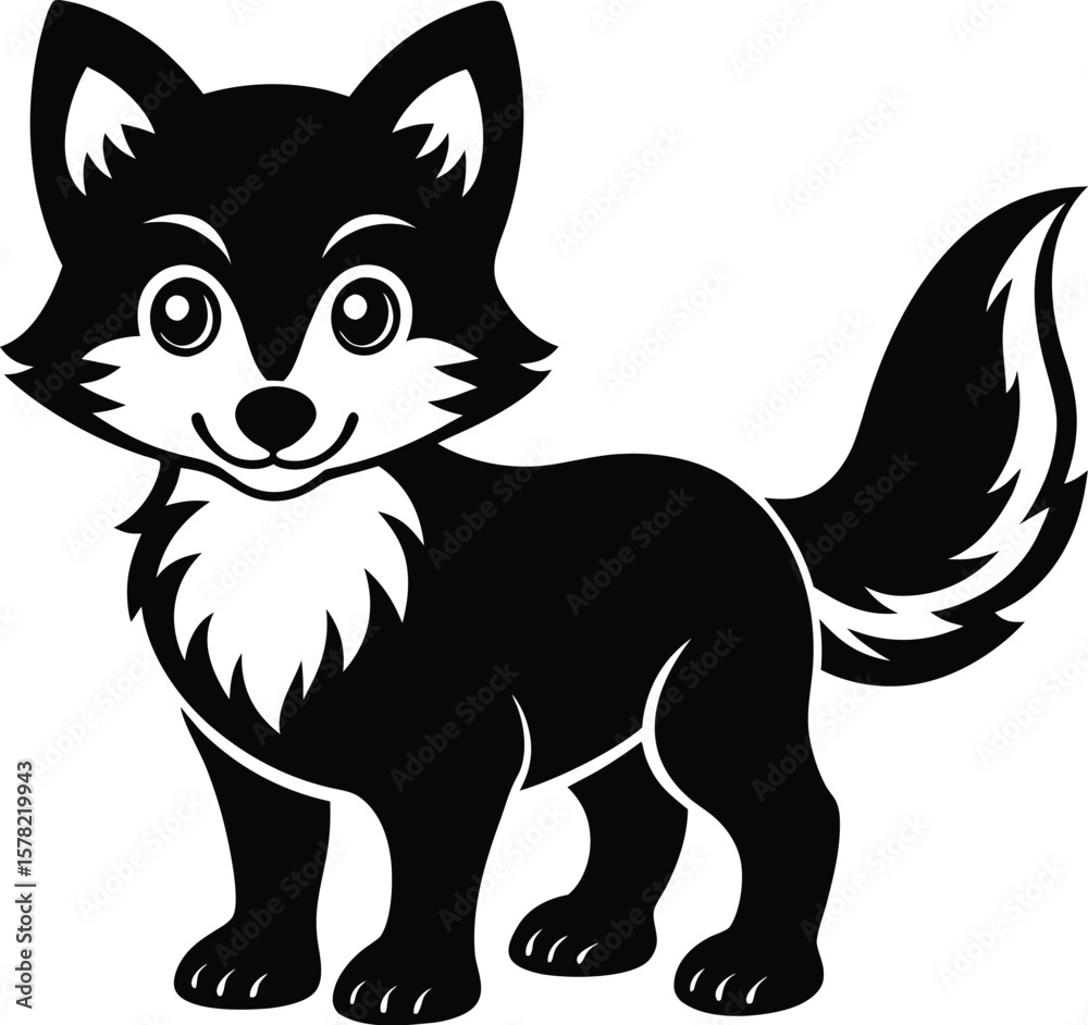 Obraz premium Cartoon Fox Vector Silhouette 