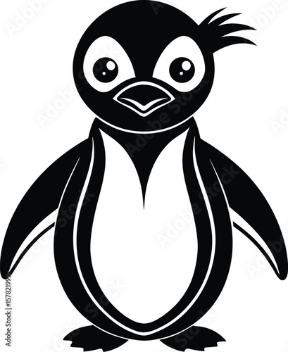 Smiling Penguin Vector Silhouette

