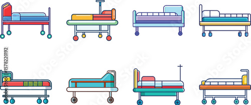 Hospital Bed Flat Illustration  Minimalist Medical Equipment Vector Design