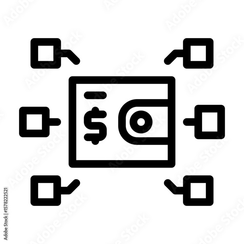 Online Wallet Service. This is a vector single icon with a line style. Suitable for any purpose, such as website design, mobile app design, logo design, pattern design, etc.