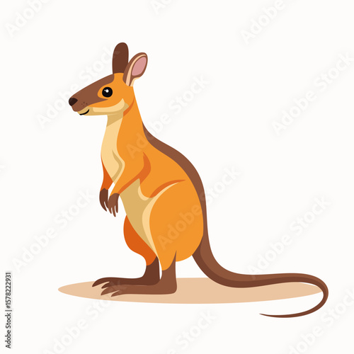 Cartoon Wallaby Standing Proudly, Showing Off Its Distinctive Orange Fur