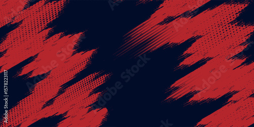 Red halftone dots blue color pattern gradient grunge texture background. Dot pop art comic sport style vector illustration. Eps10