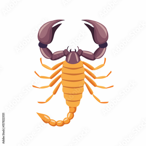 Stylized Scorpion with Large Claws and Segmented Body Illustration