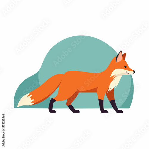 Animated Fox in Profile with Orange Fur and Black Legs