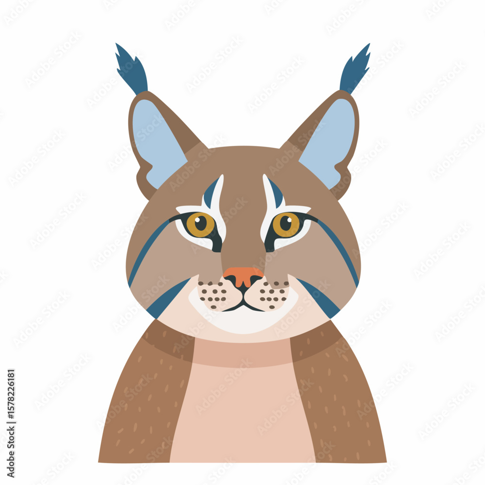 Obraz premium Stylized Portrait of a Lynx with Distinctive Ear Tufts and Intense Gaze