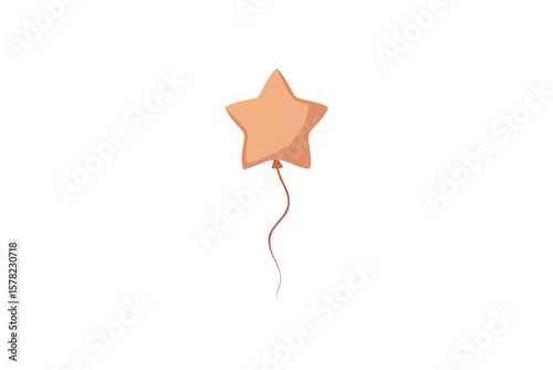 Single Rose Gold Star Balloon With Soft Shadow On