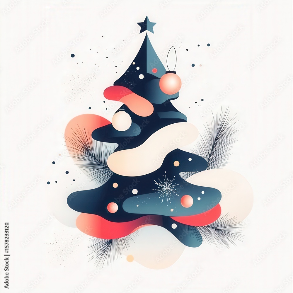 Naklejka premium Minimalist abstract holiday poster with smooth gradients and isolated seasonal motifs designed for digital banners