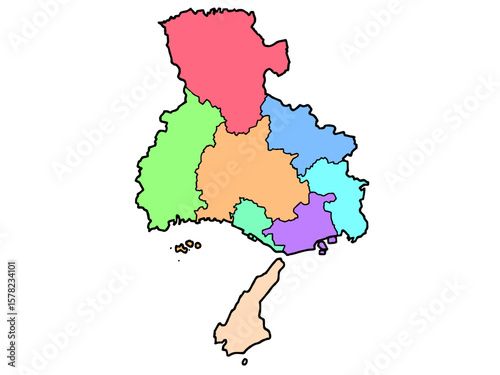 少しゆるい兵庫県地図 地域色分け 近畿 西日本