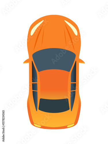 上から見たオレンジ色のスポーツカーのイラスト