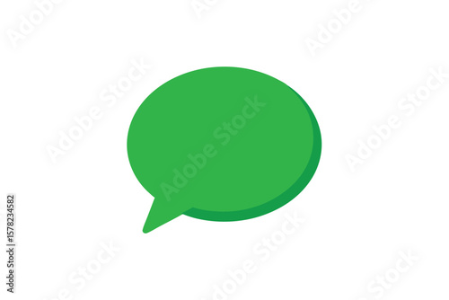 Green Chat Bubble Icon On White Background