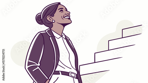Successful woman career growth leadership business achievement concept for professional development and success