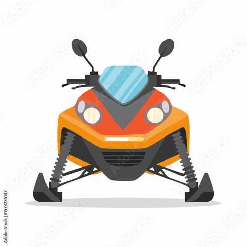Frontal View of a Modern Orange and Red Snowmobile Design