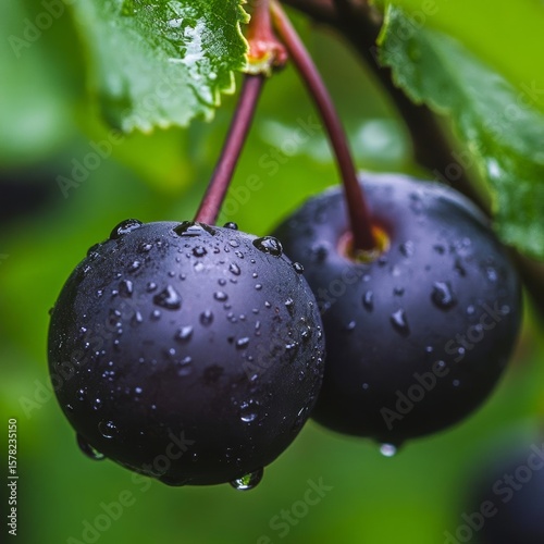 generate a closeup of a saskatoon berry with natural lighting and trending seo optimized