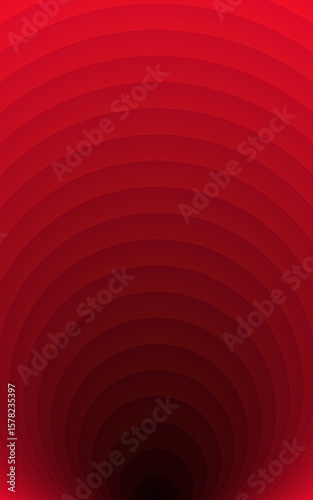 Vertical abstract Concentric Circles Design. Pulsating circles create a dynamic visual tunnel effect in vibrant deep red, red dark gradients colors. Elegant card, brochure presentation poster 