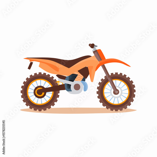 Detailed Orange and Brown Dirt Bike Illustration on a Neutral Background.