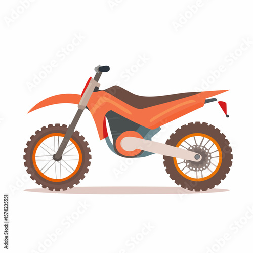 Vibrant Orange and Brown Dirt Bike Illustration with Detailed Design