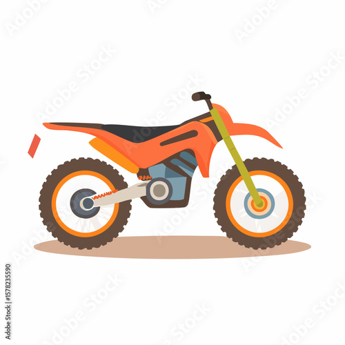 Vibrant Orange and Black Dirt Bike Illustration with Detailed Design