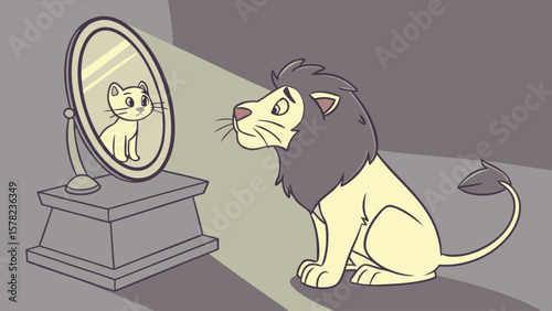 Lion cat mirror image