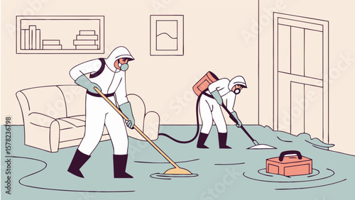 Flood damage cleanup crew