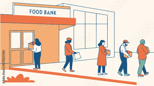 Food bank line people