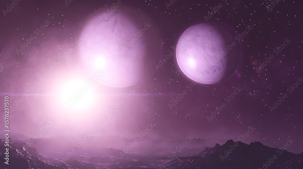 Fototapeta premium Celestial spheres and light in the cosmos