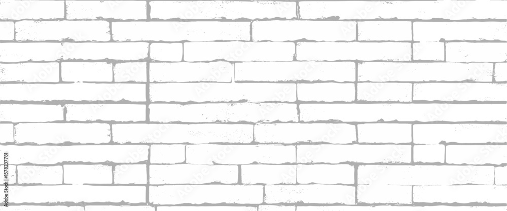 Obraz premium Vector old white brick wall background texture pattern