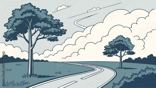 Scenic road trip trees