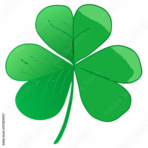 A simple, black and white illustration of a three-leaf clover, a symbol.