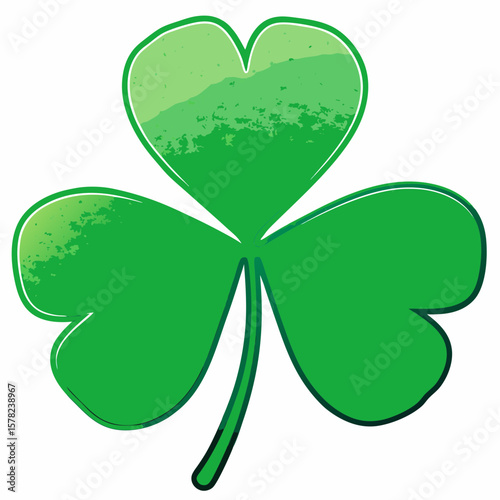A vibrant, stylized illustration of a green shamrock, a symbol of luck and Irish heritage.