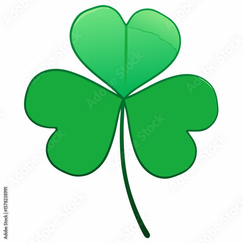 A simple, black and white illustration of a three-leaf clover, a symbol.