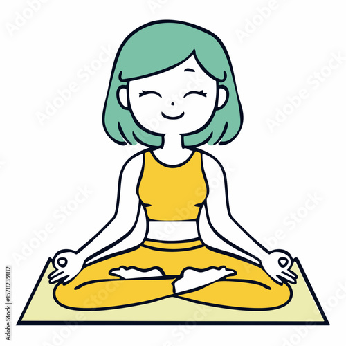 serene yogi in lotus pose gradient fill meditation mindfulness wellness balance calm vector icon