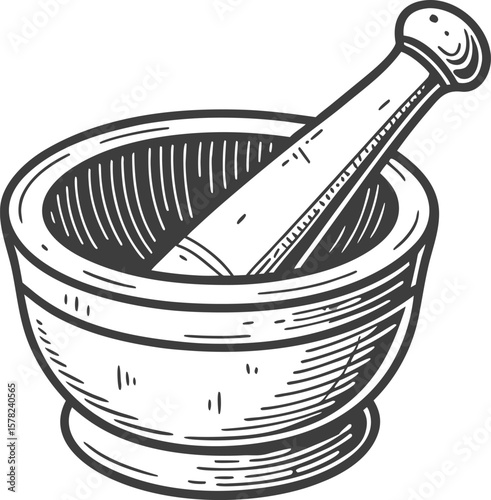 "Vintage Mortar and Pestle Clipart – Editable EPS Format for Kitchen, Pharmacy, or Logo Design"

