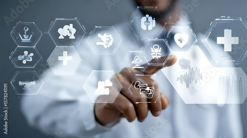 Doctor Interacting with Holographic Medical Interface