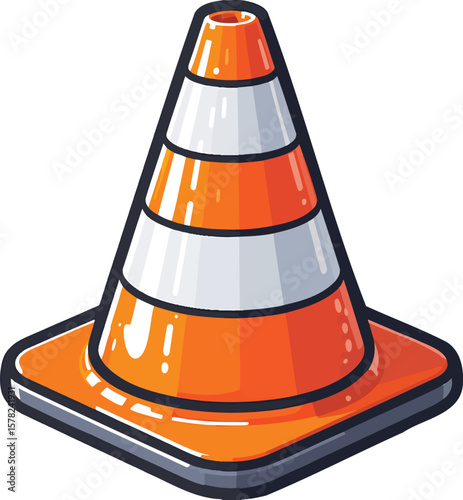 Traffic cone colorful illustration isolated on transparent background