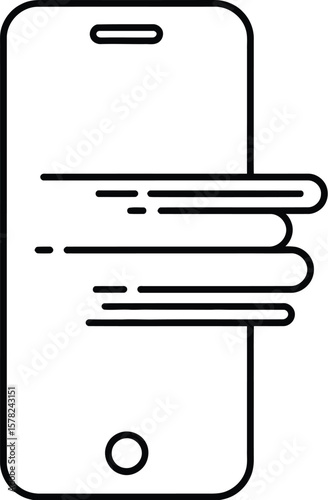 Outline drawing of a smartphone with horizontal lines emanating from the screen edge design