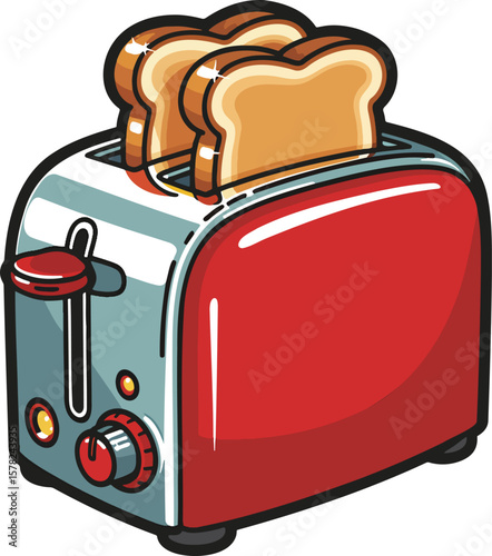 Toaster colorful illustration isolated on transparent background