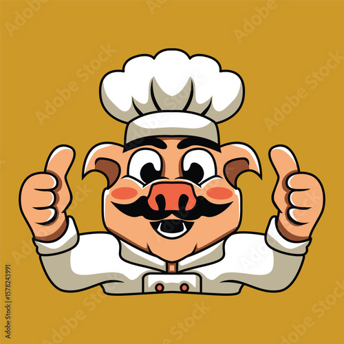 Pork Chef Mascot Logo