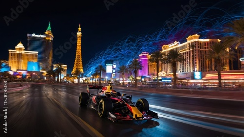 Abstract Motion Blur of a Formula 1 Car in Las Vegas