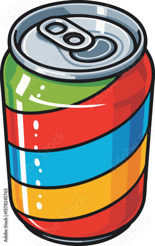 Soda can colorful illustration isolated on transparent background