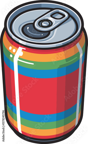 Soda can colorful illustration isolated on transparent background