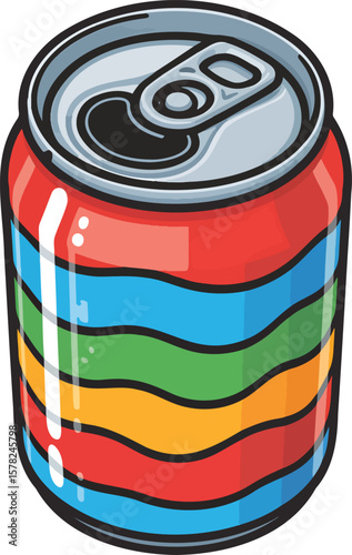 Soda can colorful illustration isolated on transparent background