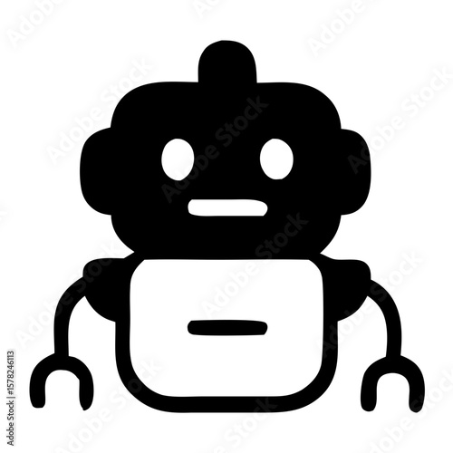 Simple Outline Cute Robot Machine Automation Technology Icon Illustration